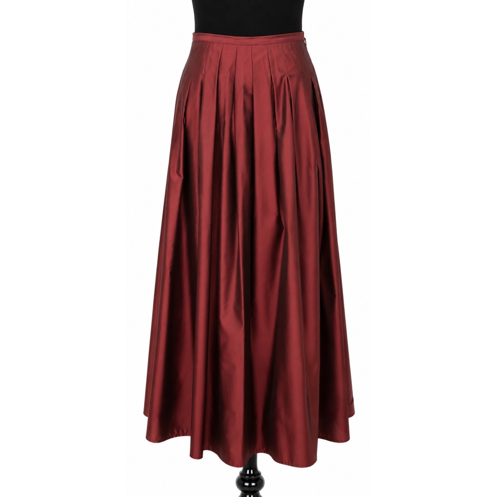 Jones‎ New York Womens Pleated Evening Midi Skirt Size 4 Red Shimmer 100% Silk